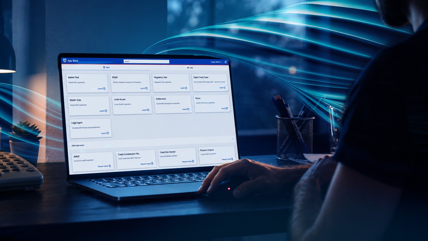 A person working on a laptop 