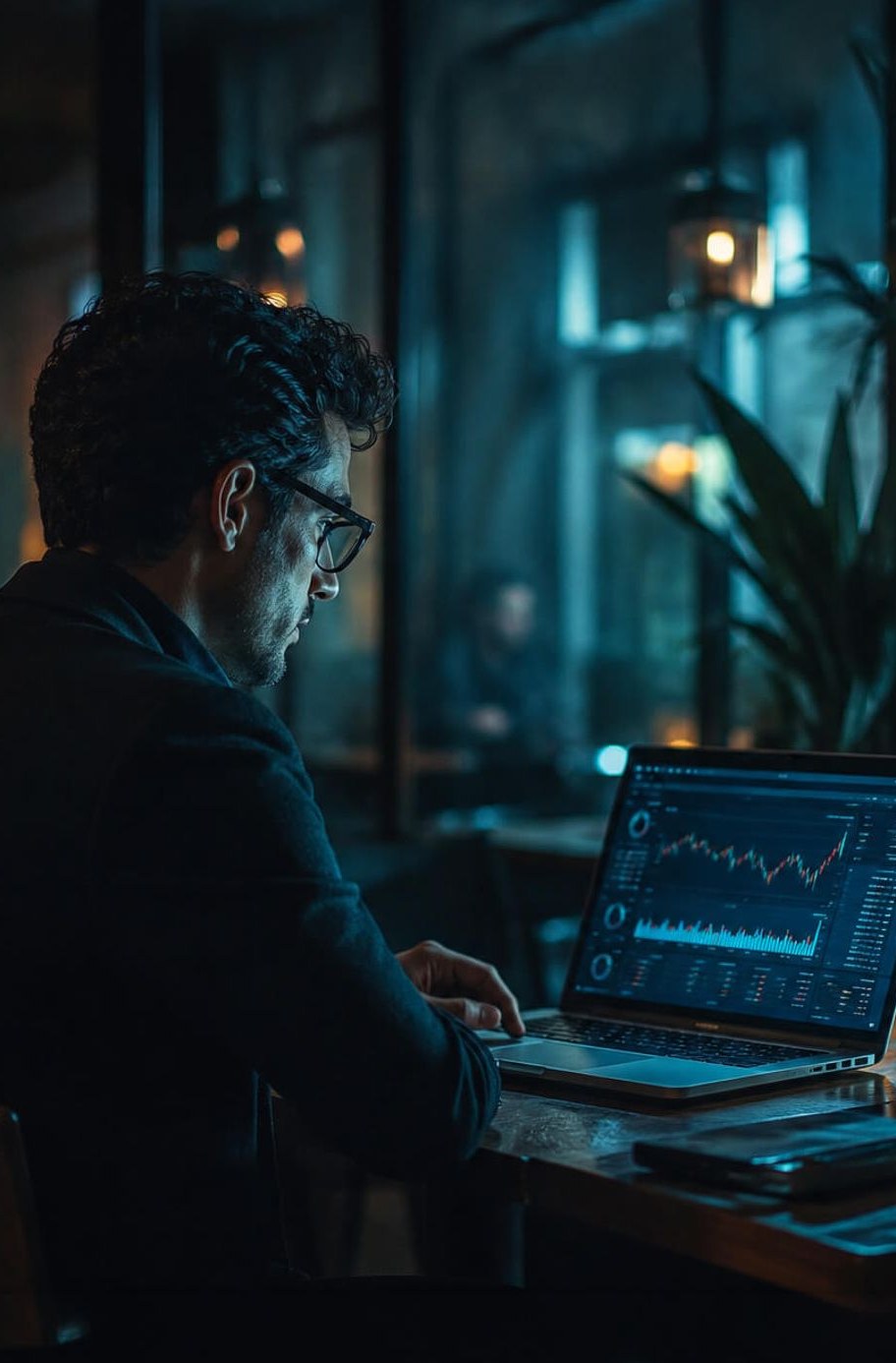 A man behind a laptop