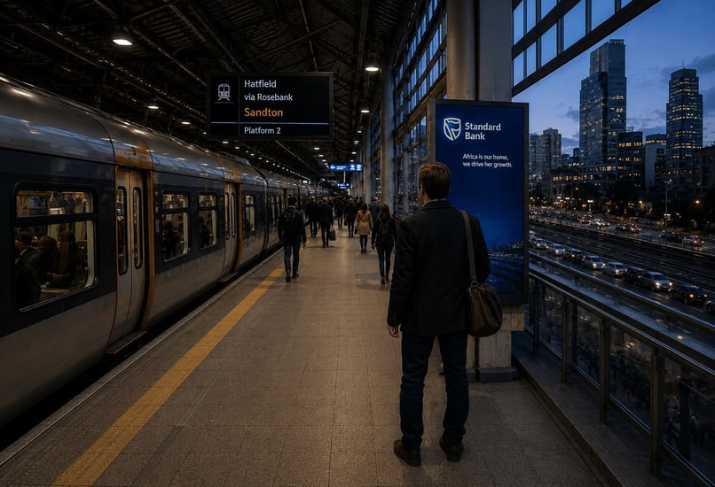 Commuters at a train station