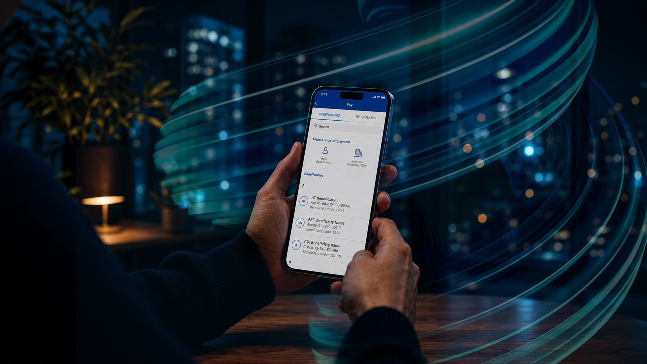 A person using the Standard Bank app 